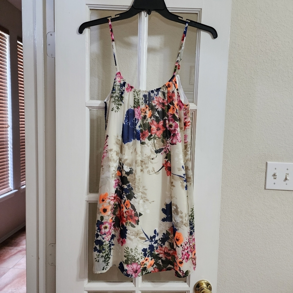 Charlotte Russe Floral Spaghetti Strap Swing Dress Lined Size S